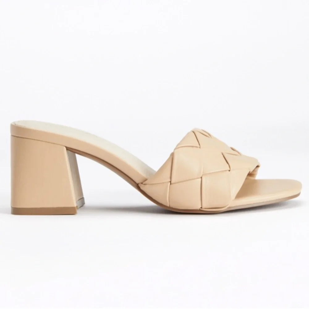 Khloe Square Toe Woven Chunky Block Heel Mule size 8 - Picture 2 of 9